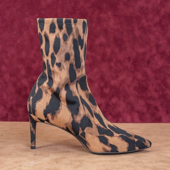 Stuart Weitzman Women Wren Fabric Leopard Print High Heel Ankle Boots sz 8 - Picture 9 of 9